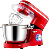 Stand Mixer 6.2L 1400W Tilt-Head Electric Food Mixer with Dough Hook, Whisk & Beater – 2-Layer Red Coating – Red